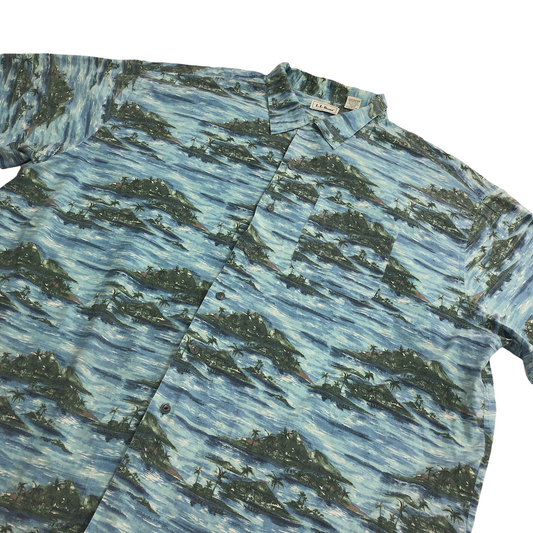 80s vintage L.L.Bean エルエルビーン アロハシャツ 半袖シャツ 総柄 アイランド