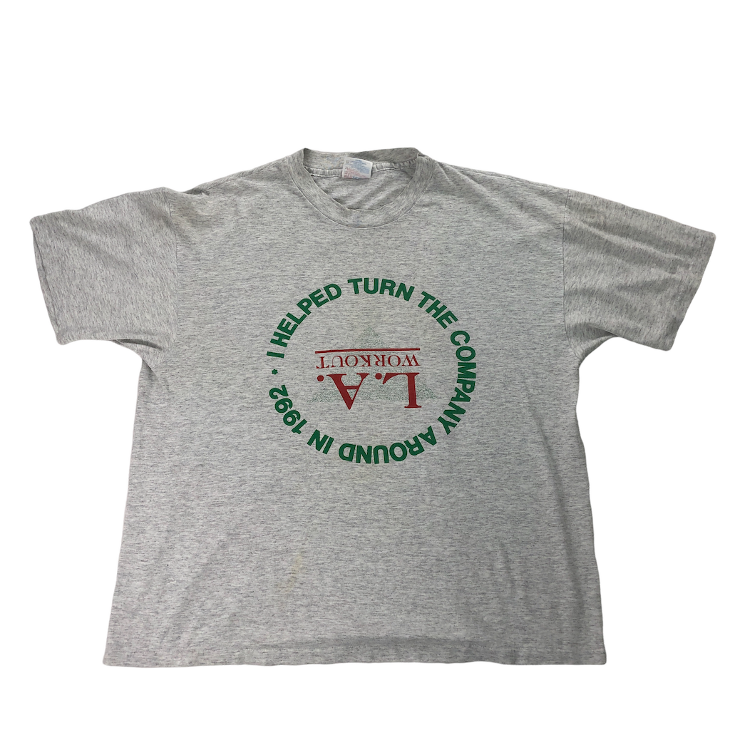 HANES ヘインズ Tシャツ 半袖 カットソー L.A.WORKOUT ビッグプリント