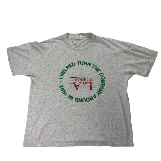 HANES ヘインズ Tシャツ 半袖 カットソー L.A.WORKOUT ビッグプリント