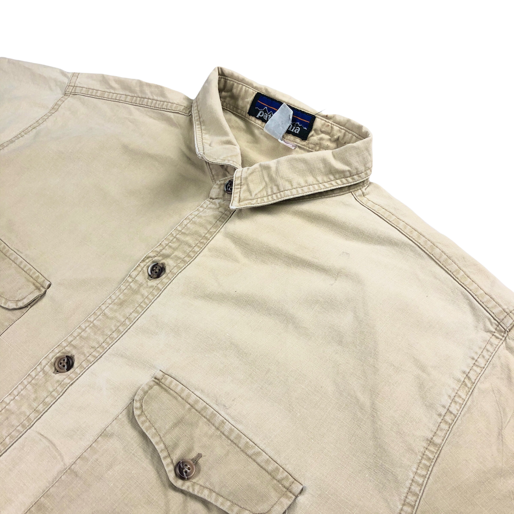 80s patagonia パタゴニア デカタグ コットンダックシャツ 半袖シャツ