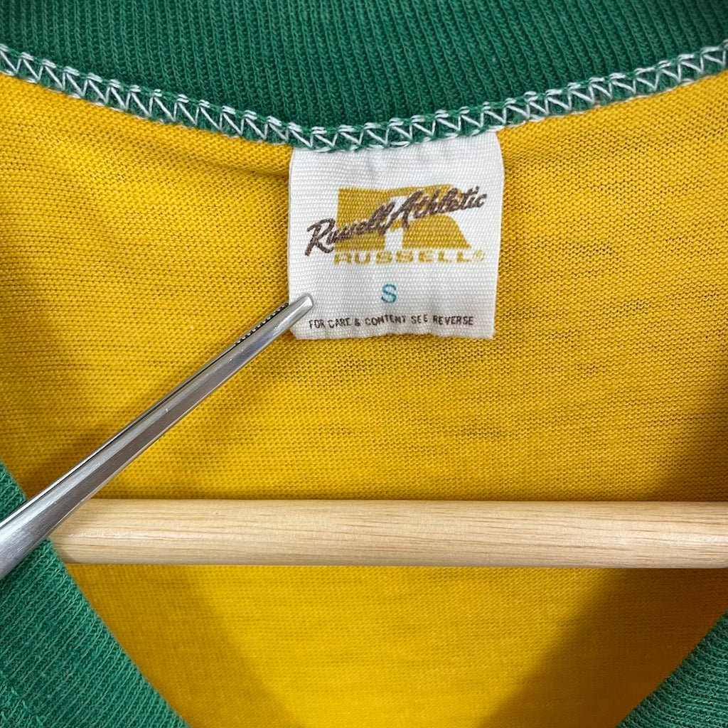 70s vintage USA製 RUSSEL ラッセル リンガーTシャツ 切り替え ワンポイント プリント
