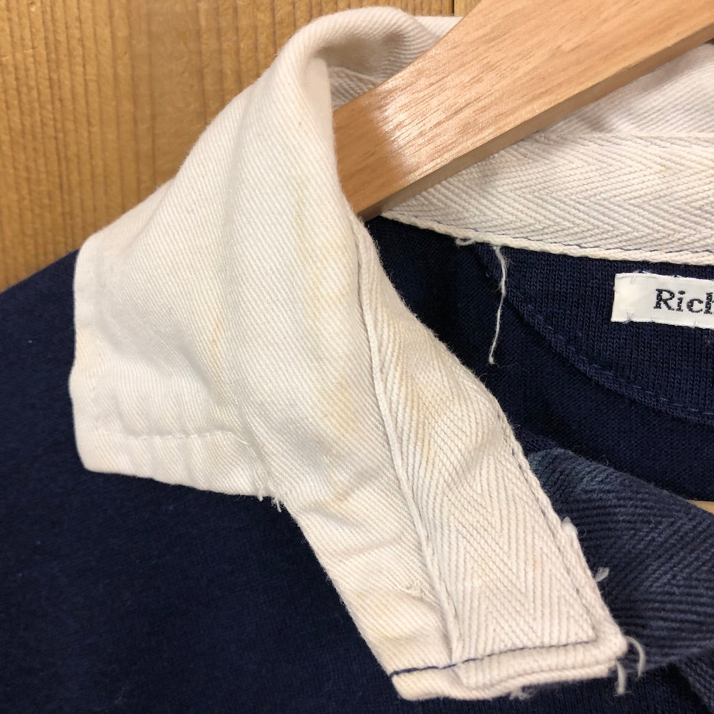 Richard G. Student ラガーシャツ 長袖 ポロシャツ ネイビー、レッド