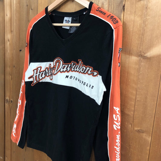 HARLEY-DAVIDSON ハーレーダビッドソン ロングTシャツ レーシングT ロンT 刺繍