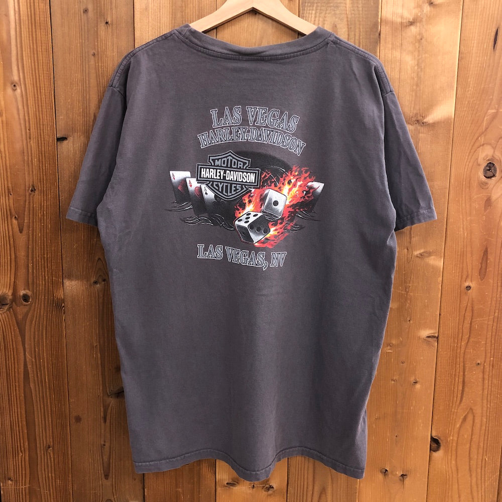 00s USA製 HARLEY DAVIDSON ハーレーダビッドソン イーグル LAS VEGAS ラスベガス プリント Tシャツ 半袖 カットソー 2003年
