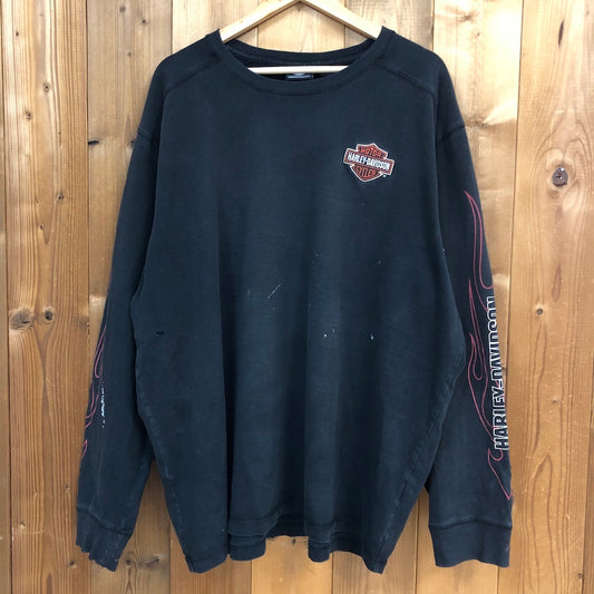 HARLEY-DAVIDSON ハーレーダビッドソン ロンT ロングTシャツ 長袖Tシャツ バックプリント アームプリント ブラック