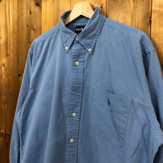 90s vintage Ralph Lauren ラルフローレン BLAKE ブレイク 長袖シャツ BDシャツ ボタンダウン ワンポイント刺繍 ブルー