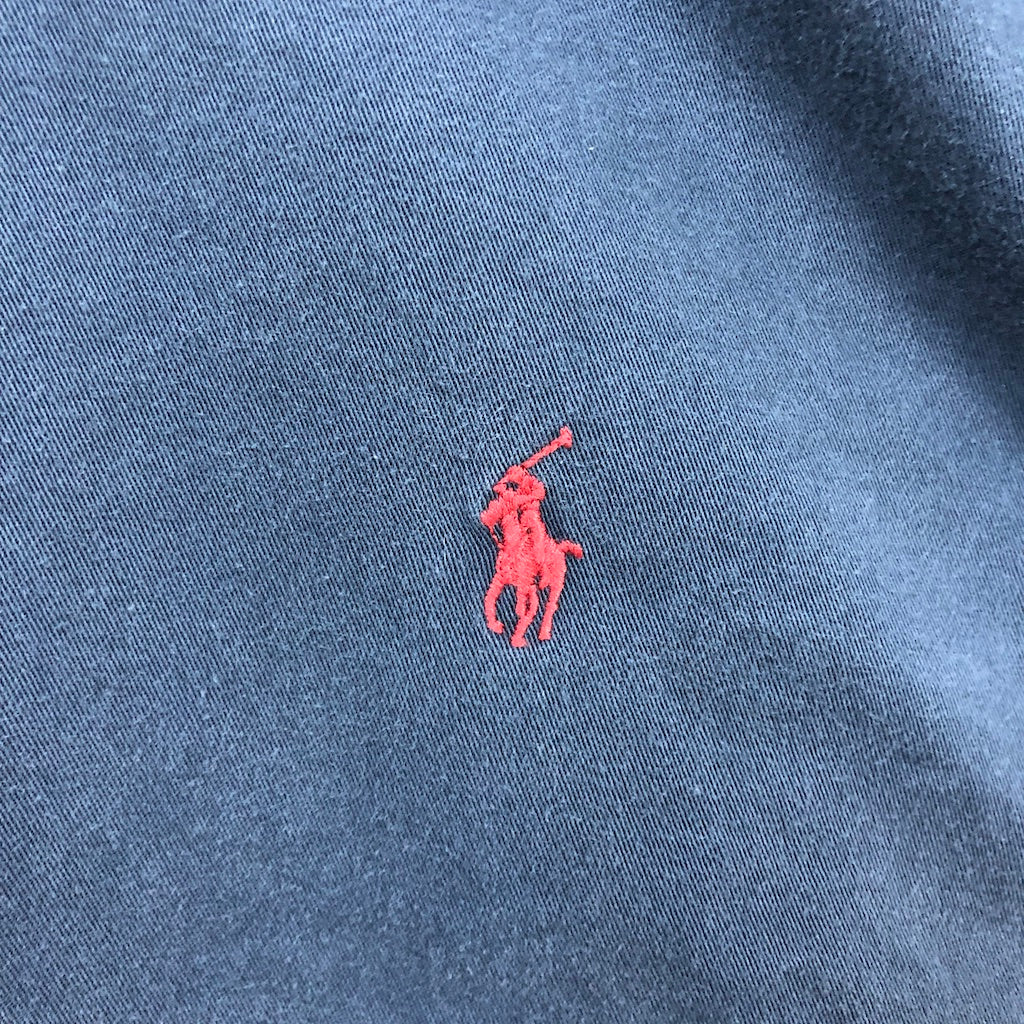 90s vintage Ralph Lauren ラルフローレン BDシャツ ボタンダウン 長袖シャツ ワンポイント刺繍 ネイビー