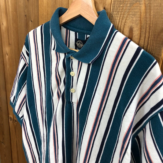 USA製 DOCKERS ドッカーズ ストライプ ポロシャツ 半袖 マルチカラー