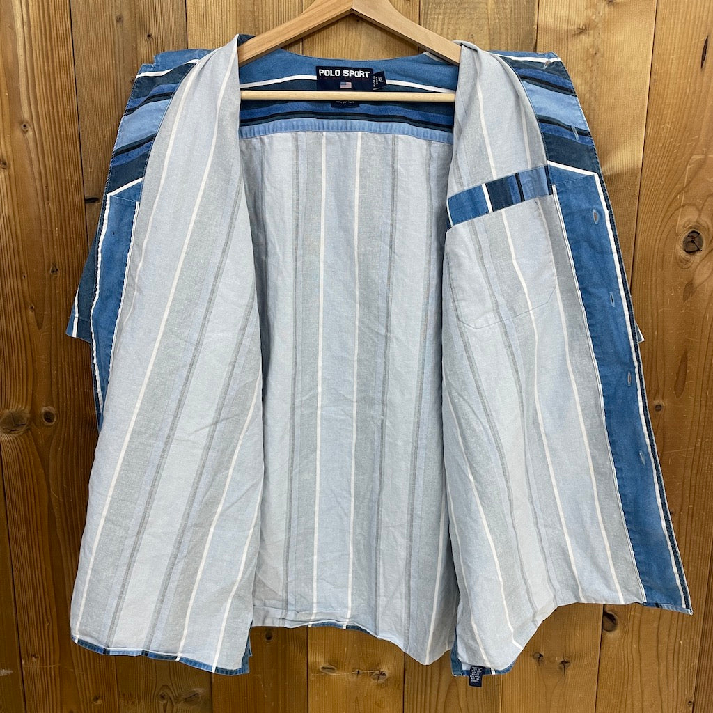 90s vintage POLO SPORTS RALPH LAUREN ポロスポーツ ラルフローレン 太ストライプ 半袖シャツ