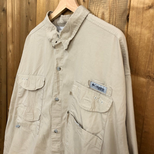 Columbia コロンビア PFG 長袖シャツ フィッシングシャツ ビッグサイズ メッシュ ベージュ