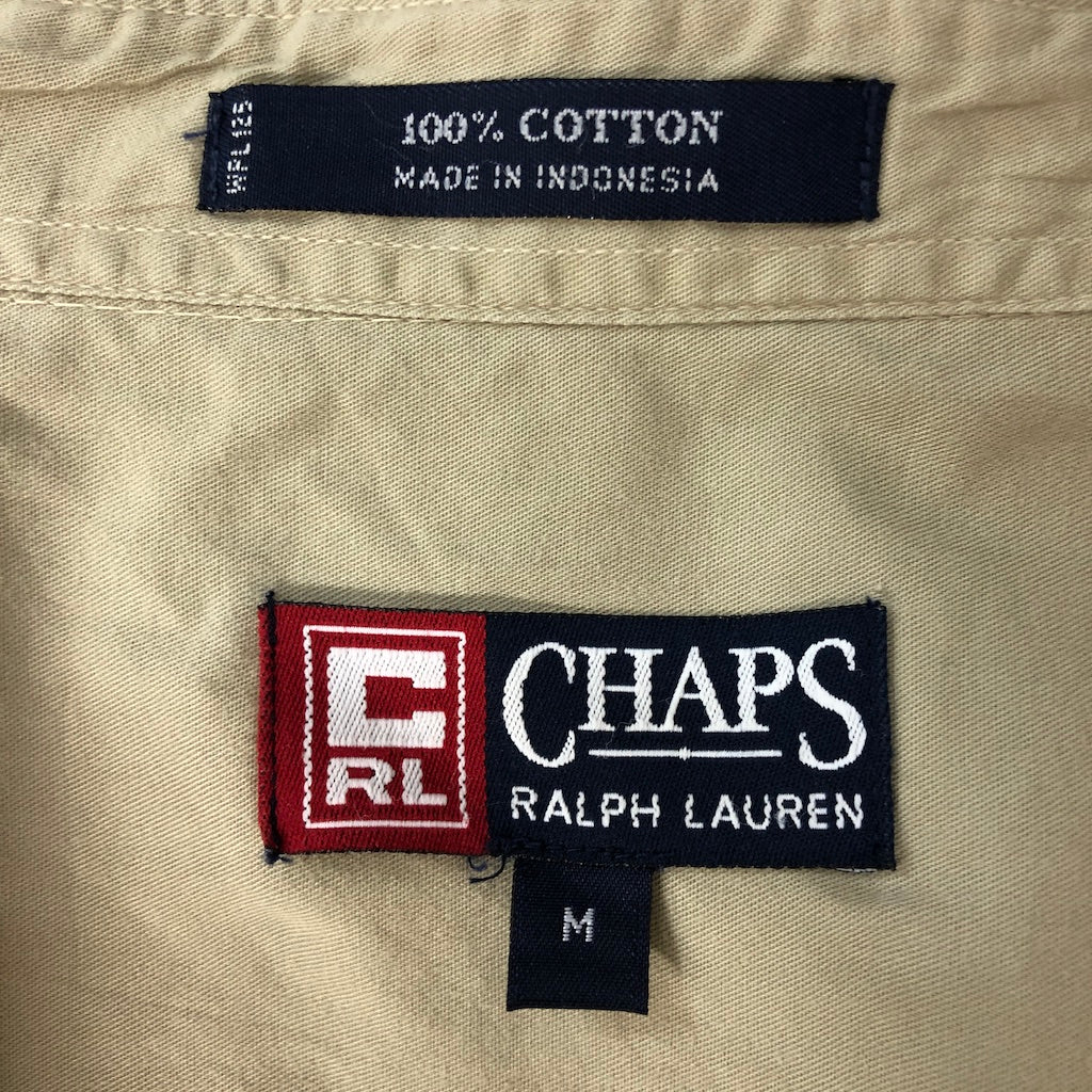 CHAPS チャップス 長袖シャツ BDシャツ ボタンダウン 無地 ワンポイント刺繍 ベージュ