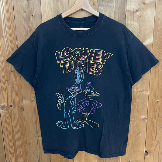 LOONEY TUNES ルーニーテューンズ BUGS BUNNY バッグス・バニー キャラクター プリントTシャツ 半袖 ワーナー・ブラザーズ ブロス カートゥーン アニメT カットソー 古着/USED