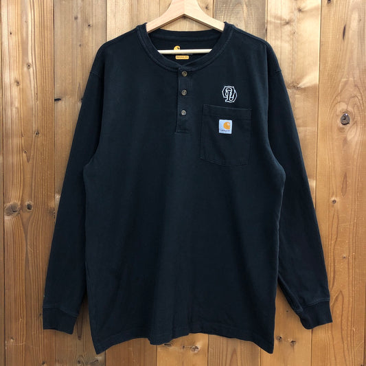 Carhartt カーハート ヘンリーネックシャツ 長袖 胸ポケット 胸ロゴ