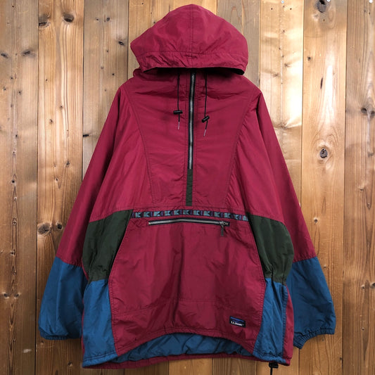 USA製 L.L.Bean エルエルビーン アノラックパーカー チロリアンテープ ナイロン プルオーバー 古着/USED