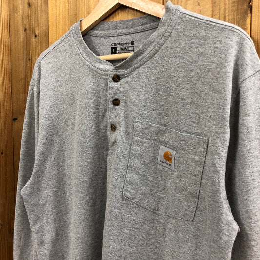 Carhartt カーハート ヘンリーネックシャツ 長袖 胸ポケット ワンポイントロゴ