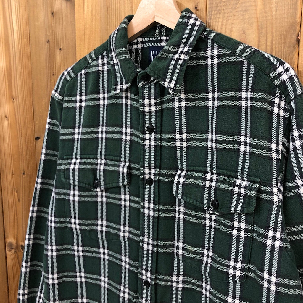 90s vintage GAP ギャップ オールドギャップ フランネルチェックシャツ 胸ポケット ネルシャツ