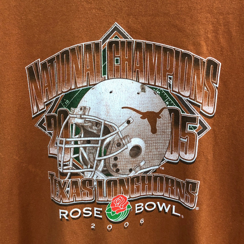 00s vintage ALSTYLE アルスタイル NATIONAL CHAMPIONS ナショナルチャンピオンズ TEXAS LONGHORNS テキサスロングホーンズ ラグビー プリントTシャツ 半袖 カットソー  2006年 オレンジ