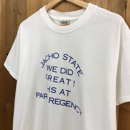 80s 90s vintage USA製 ONEITA オニータ 銀タグ アメリカ JACHO STATE 英字 Tシャツ 半袖 カットソー