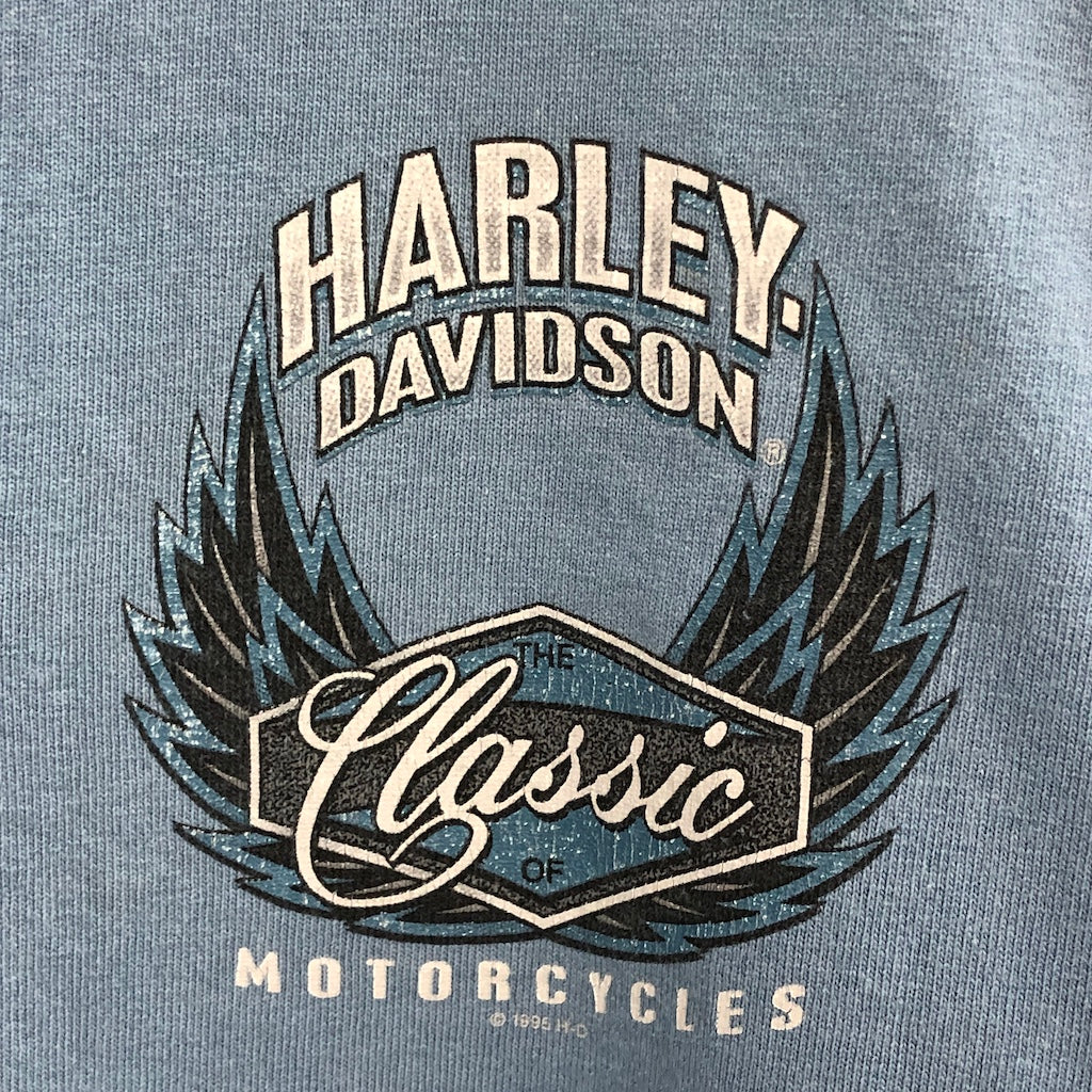 90s vintage USA製 HARLEY-DAVIDSON ハーレーダビッドソン ヘンリーネック ロングTシャツ ロンT 長袖 ウィング Las Vegas ラスベガス