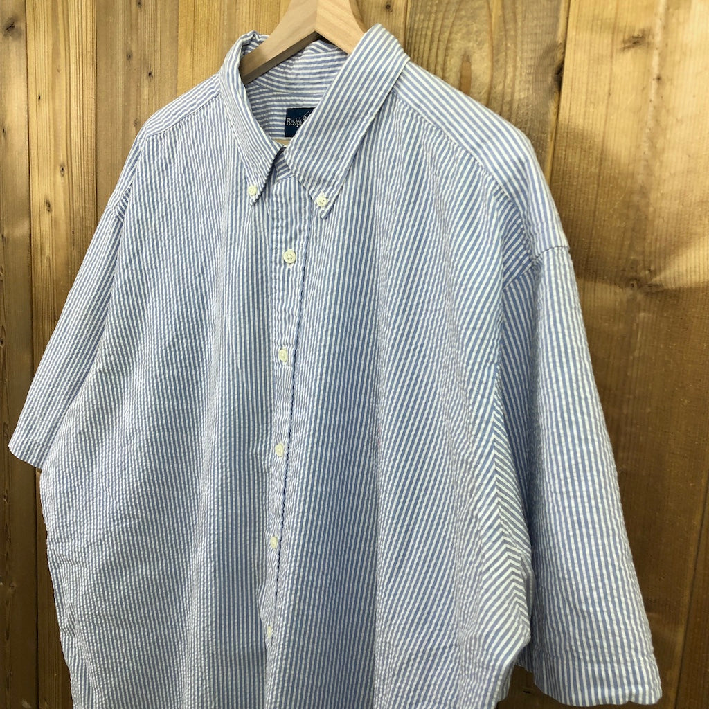 Ralph Lauren ラルフローレン CLASSIC FIT クラシックフィット 半袖シャツ シアサッカー ストライプ 古着/USED