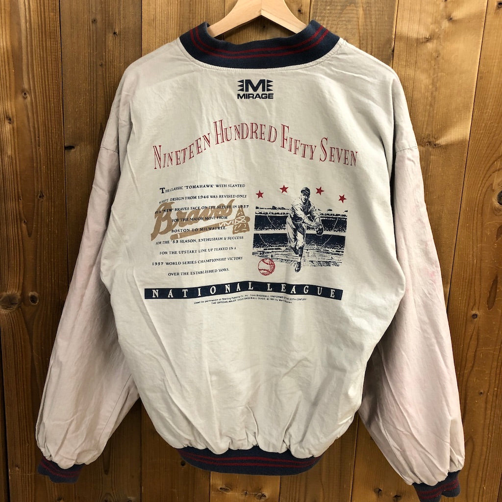 90s vintage MIRAGE ミラージュ MLB BRAVES ブレーブス COOPERSTOWM クーパーズタウン スタジャン コットン リバーシブル