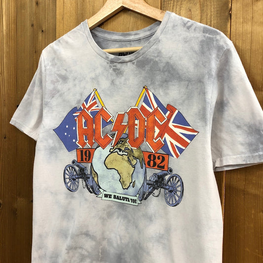 AC/DC バンドTシャツ 半袖 カットソー ビッグプリント タイダイ