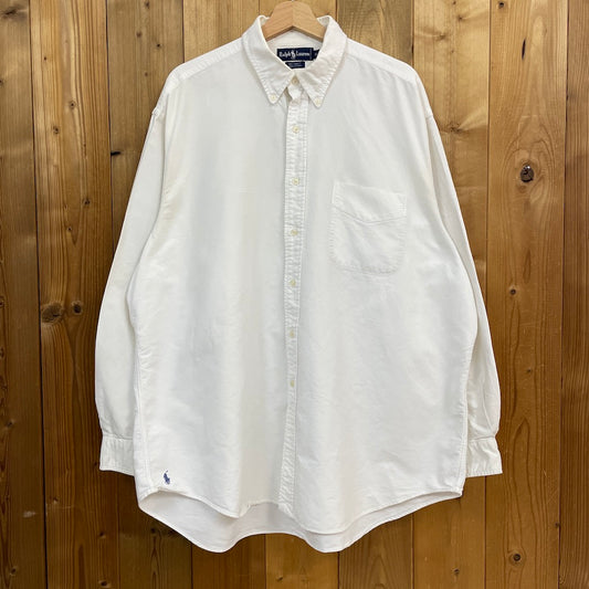 90s vintage Ralph Lauren ラルフローレン BIG SHIRT 長袖シャツ BDシャツ ボタンダウン ホワイト