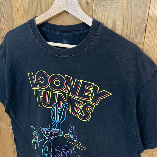 LOONEY TUNES ルーニーテューンズ BUGS BUNNY バッグス・バニー キャラクター プリントTシャツ 半袖 ワーナー・ブラザーズ ブロス カートゥーン アニメT カットソー 古着/USED