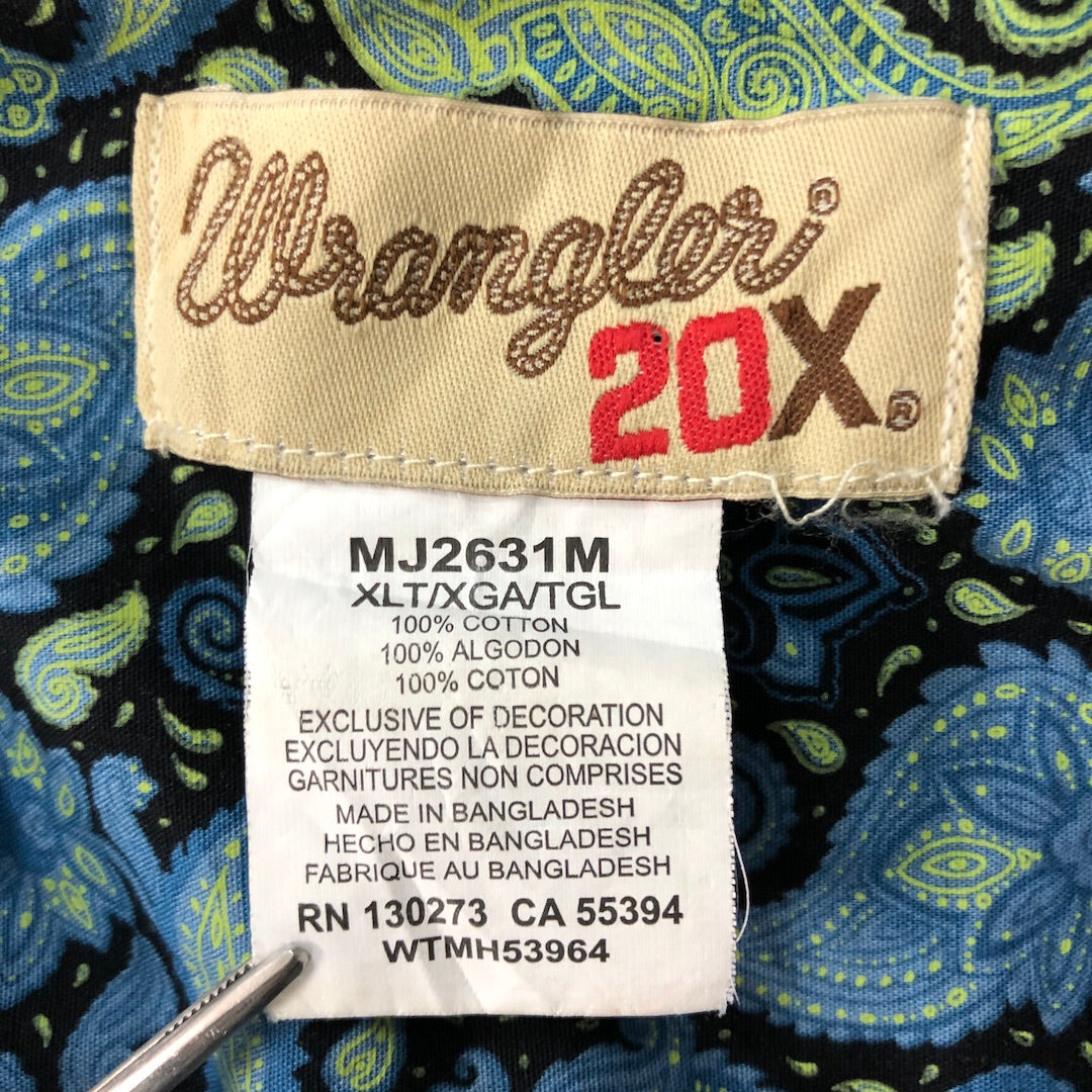 Wrangler ラングラー20X ボタンダウンシャツ BDシャツ ペイズリー 長袖シャツ 柄シャツ