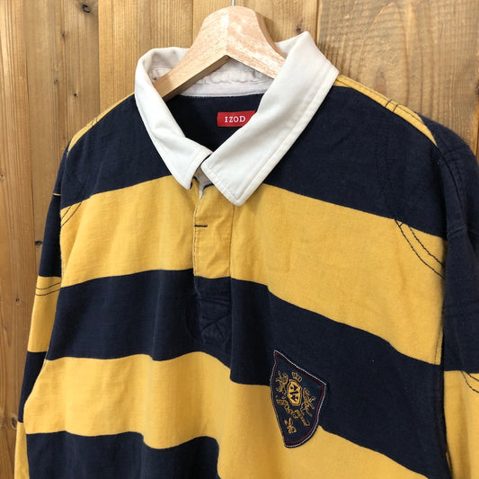 IZOD イゾッド ラガーシャツ 長袖 ポロシャツ イエロー、ネイビー、ホワイト