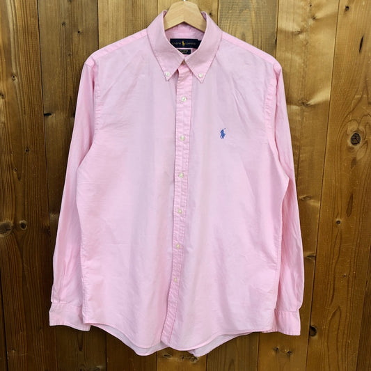 RALPH LAUREN ラルフローレン 長袖シャツ BDシャツ ボタンダウン 無地 ワンポイント刺繍 ピンク