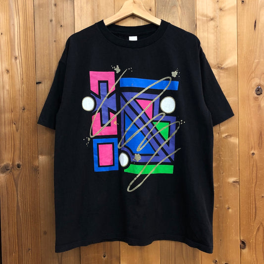 90s vintage USA製 デザイン アート 幾何学模様 Tシャツ 半袖 カットソー