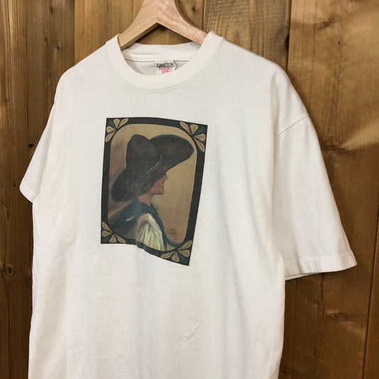90s vintage ONEITA オニータ プリントTシャツ 半袖 カットソー 絵画 オフホワイト