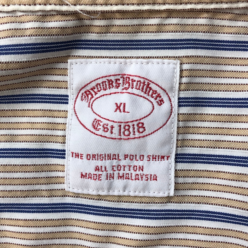 Brooks Brothers ブルックスブラザーズ ストライプ 長袖シャツ BDシャツ ボタンダウン ベージュ/ブルー/ホワイト