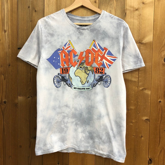 AC/DC バンドTシャツ 半袖 カットソー ビッグプリント タイダイ