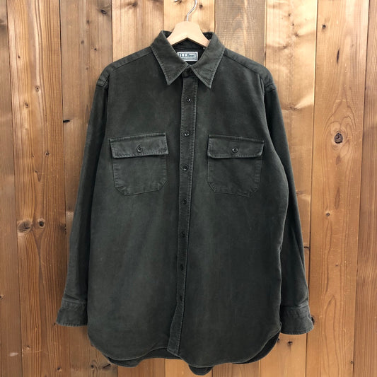 80s vintage USA製 L.L.Bean エルエルビーン CHAMOIS CLOTH シャモアクロスシャツ 長袖シャツ