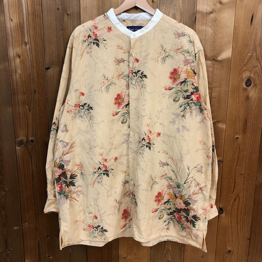 イタリア製 Ralph Lauren ラルフローレン パープルレーベル スタンドカラーシャツ 花柄 フラワー 長袖 総柄