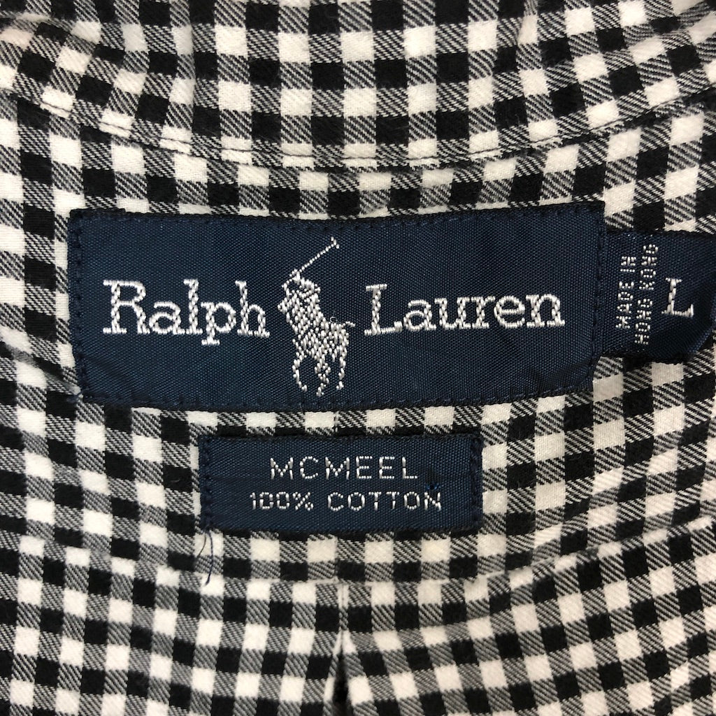 Ralph Lauren ラルフローレン 長袖シャツ MCMEEL BDシャツ ボタンダウン チェックシャツ ホワイト・ブラック チェック柄