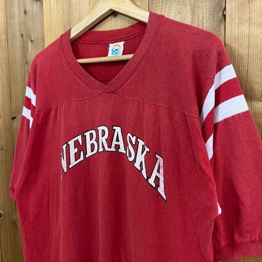 80s vintage USA製 calcru NEBRASKA ネブラスカ フットボール Tシャツ 半袖 コットン カットソー