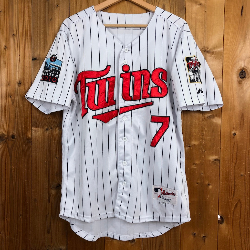 Majestic マジェスティック Minnesota Twins ミネソタツインズ ベースボールシャツ INAUGURAL SEASON 2010 Joe Mauer ジョーマウアー 半袖 ワッペン 刺繍