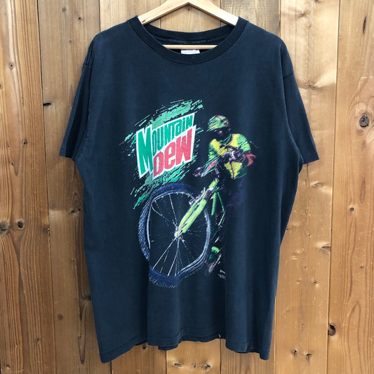 90s vintage USA製 Littlefield Adams & Co リトルフィールドアダムスアンドシーオー Mountain Dew マウンテンデュー プリントTシャツ 半袖 カットソー コットン