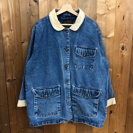 80s vintage Eddie Bauer エディーバウアー デニムジャケット 長袖 カバーオール インディゴブルー