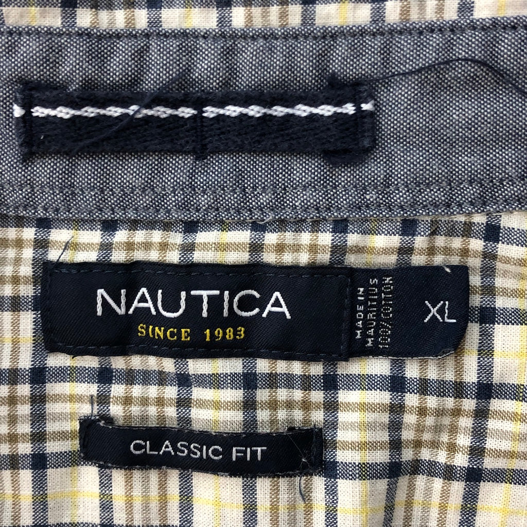 00s NAUTICA ノーティカ 長袖シャツ チェックシャツ CLASSIC FIT クラシックフィット XL イエロー・ブルー チェック柄