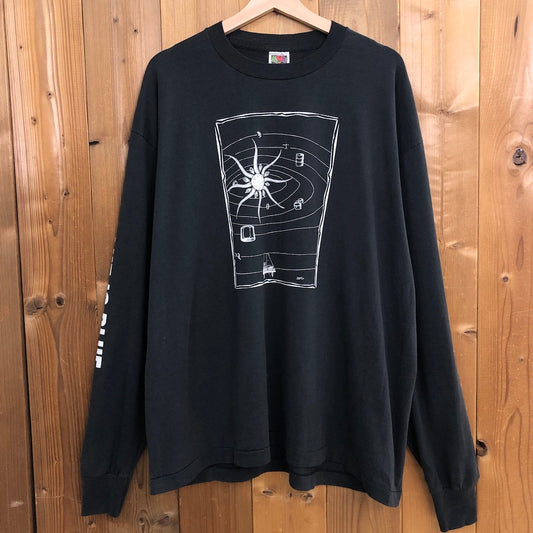 USA製 FRUITS OF THE LOOM フルーツオブザルーム ロンT 長袖Tシャツ ビッグプリント バックプリント アームプリント