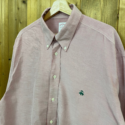Brooks Brothers ブルックスブラザーズ 長袖シャツ BDシャツ ボタンダウン ワンポイント刺繍 コーラルピンク