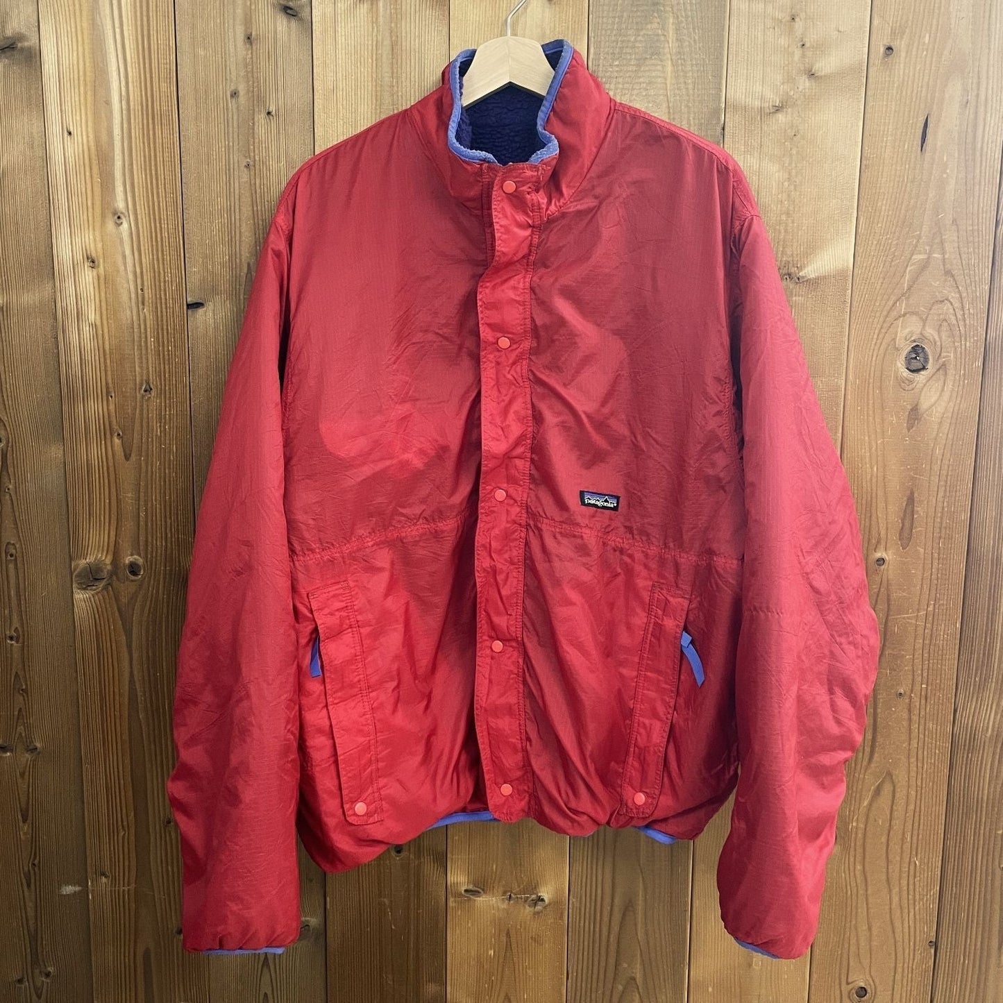 90s USA製 patagonia グリセード ジャケット エッグプラント フレンチレッド パタゴニア フリース パイル リバーシブル VINTAGE　92
