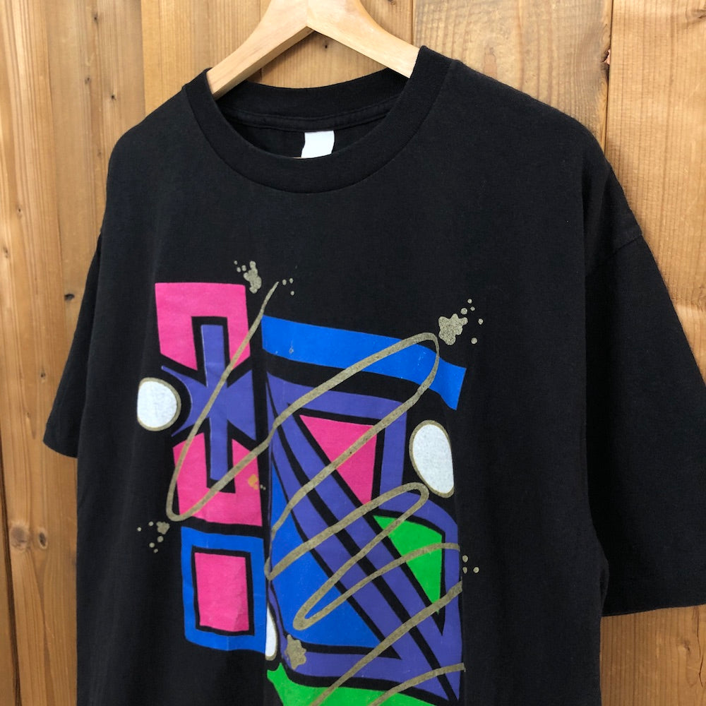 90s vintage USA製 デザイン アート 幾何学模様 Tシャツ 半袖 カットソー