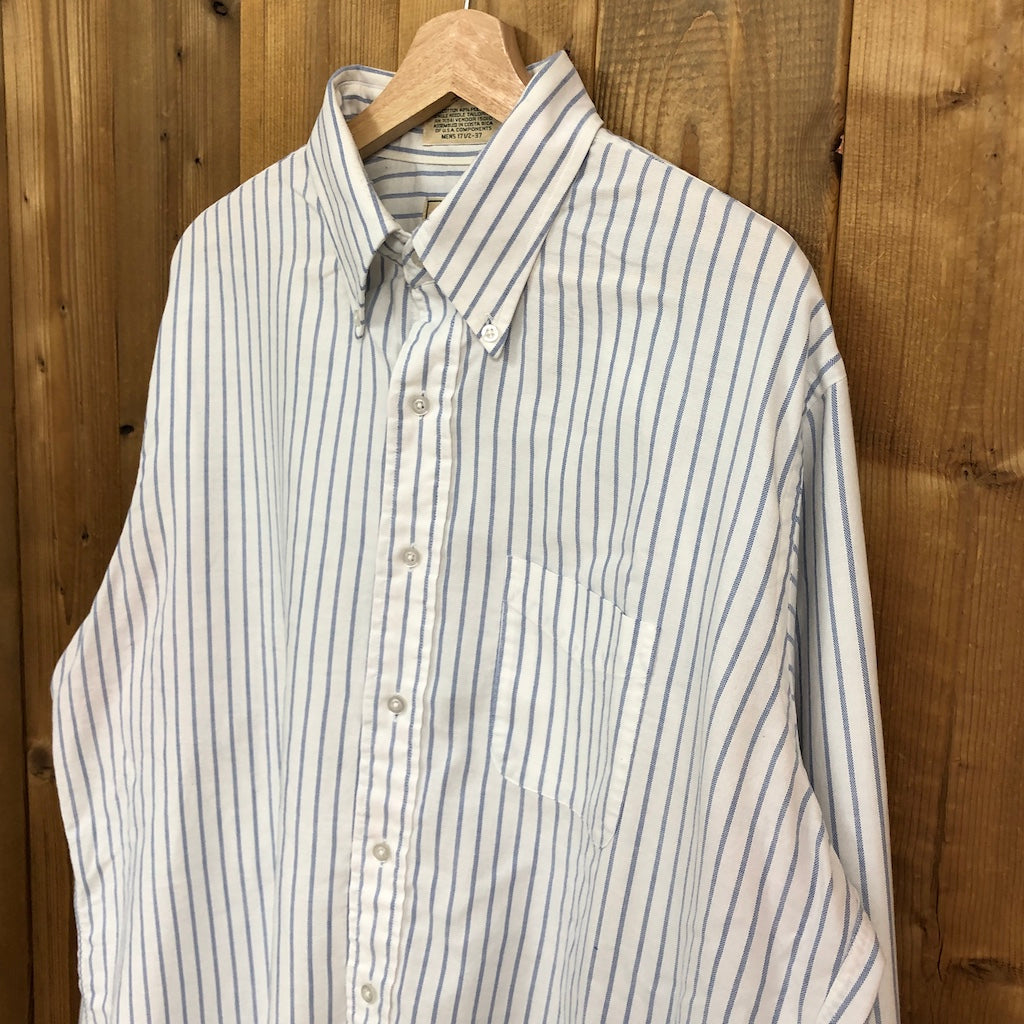 80s 90s vintage L.L.Bean エルエルビーン 長袖シャツ BDシャツ ボタンダウン ストライプ ホワイト・ブルー