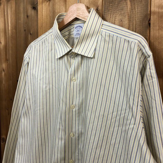 Brooks Brothers ブルックスブラザーズ 長袖シャツ ストライプ柄 イエロー、ネイビー、ブルー
