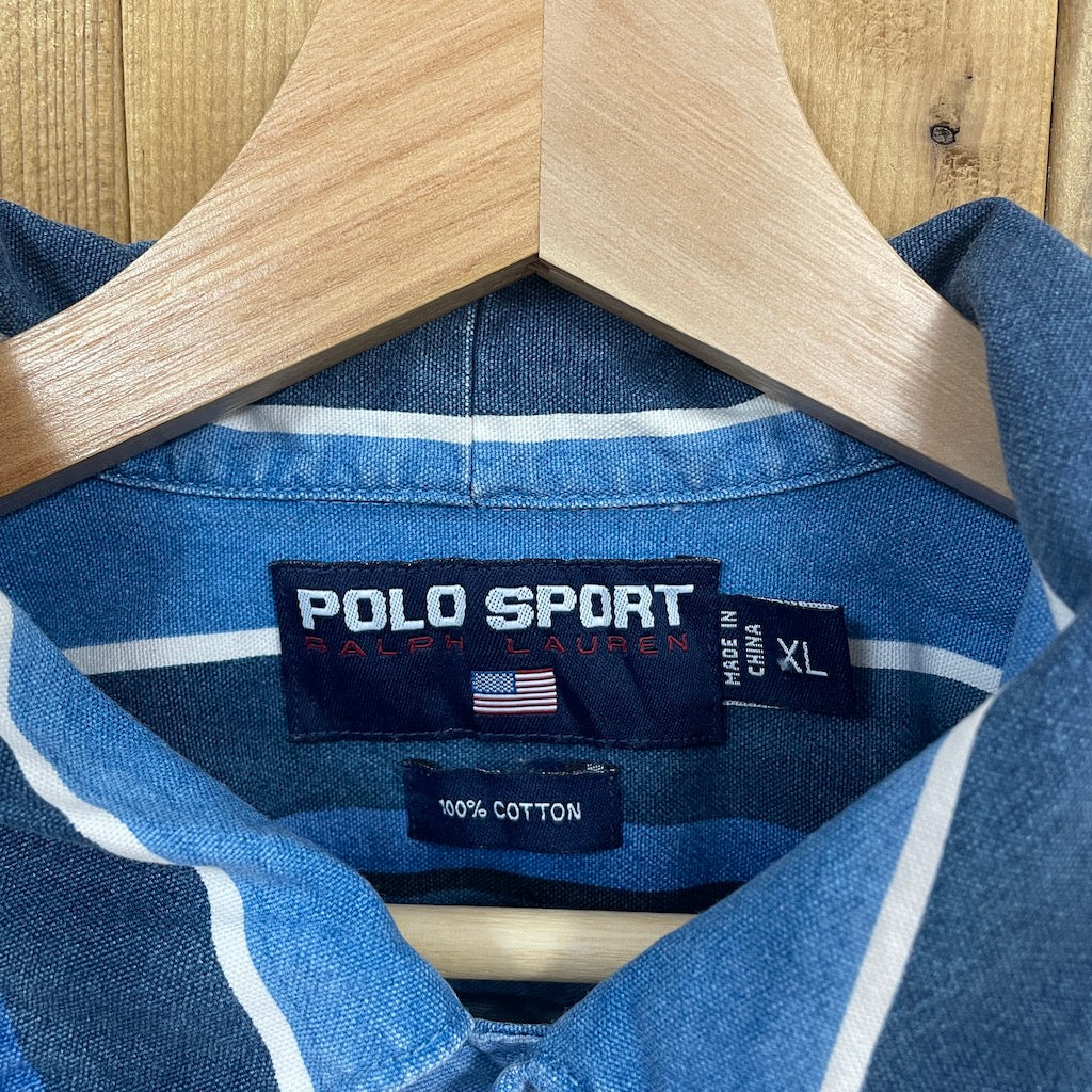 90s vintage POLO SPORTS RALPH LAUREN ポロスポーツ ラルフローレン 太ストライプ 半袖シャツ